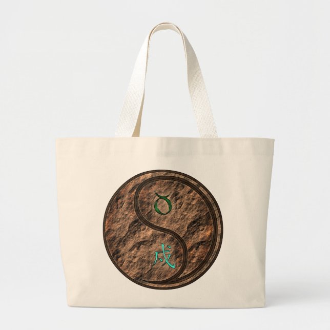 Taurus & Earth Dog Large Tote Bag (Front)