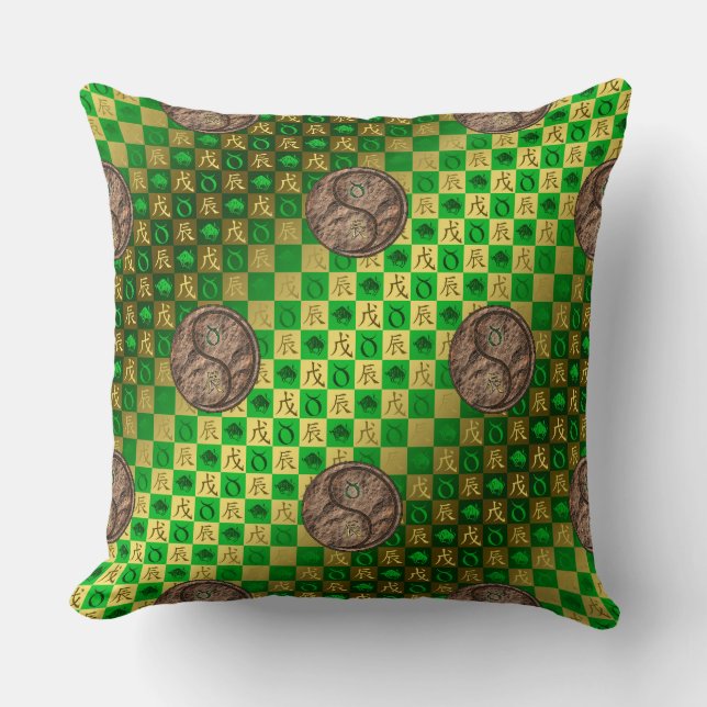 Taurus & Earth Dragon Throw Pillow (Front)