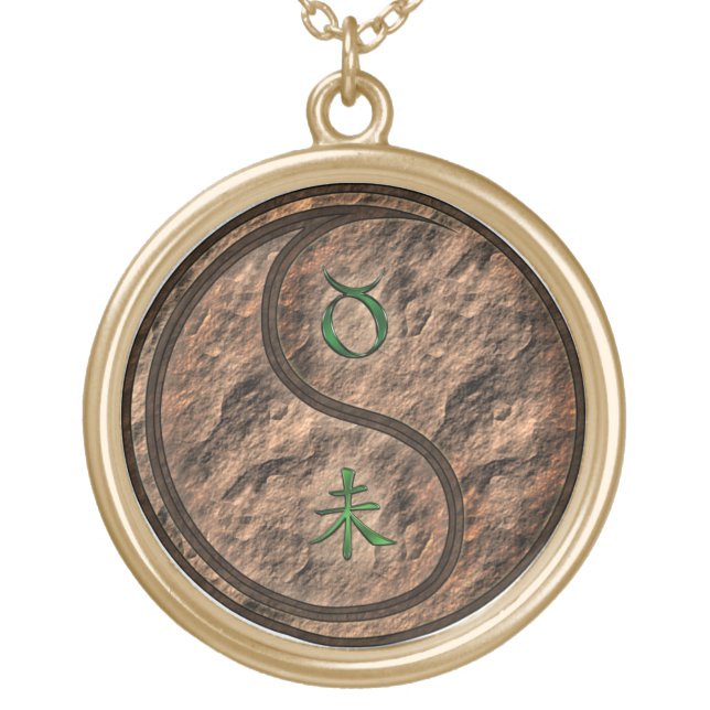 Taurus & Earth Goat Gold Plated Necklace (Front)