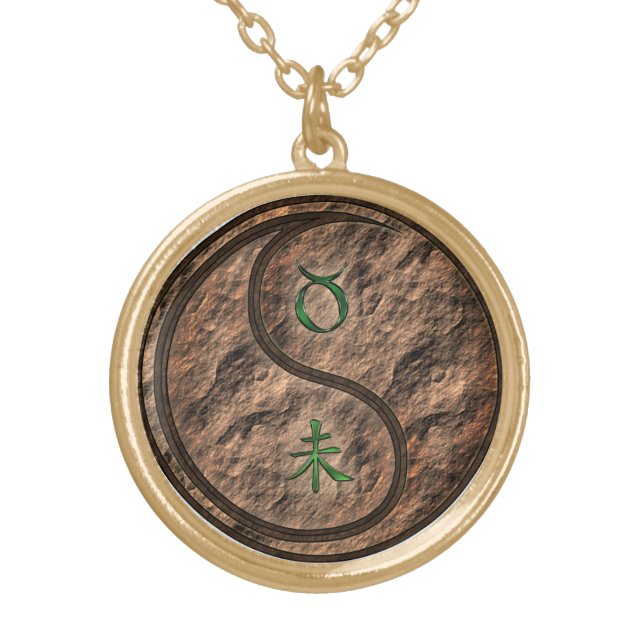 Taurus & Earth Goat Gold Plated Necklace (Front)