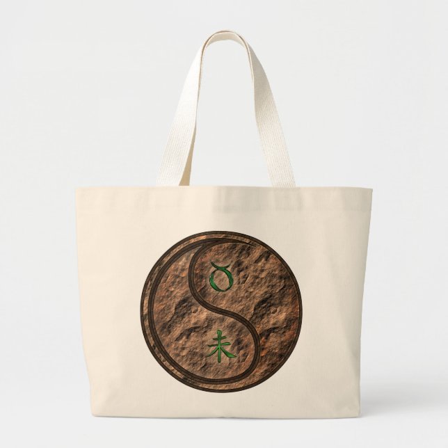 Taurus & Earth Goat Large Tote Bag (Front)