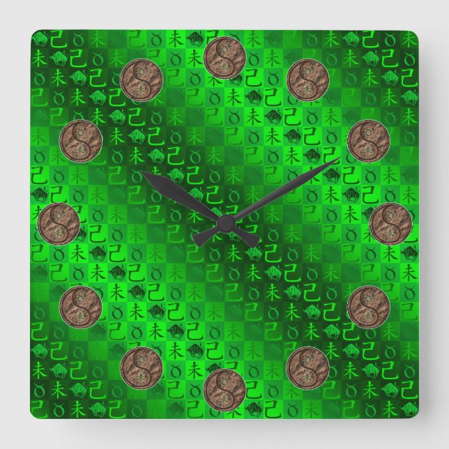 Taurus & Earth Goat Square Wall Clock (Front)