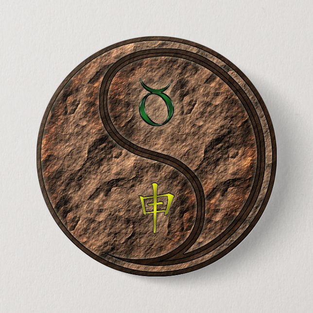 Taurus & Earth Monkey Button (Front)