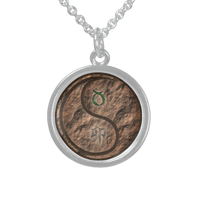 Taurus & Earth Rabbit Sterling Silver Necklace (Front)