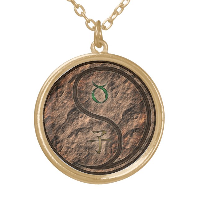 Taurus & Earth Rat Gold Plated Necklace (Front)