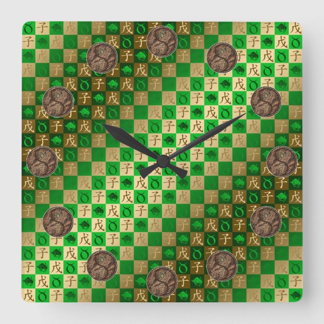Taurus & Earth Rat Square Wall Clock (Front)