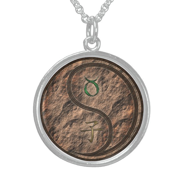 Taurus & Earth Rat Sterling Silver Necklace (Front)