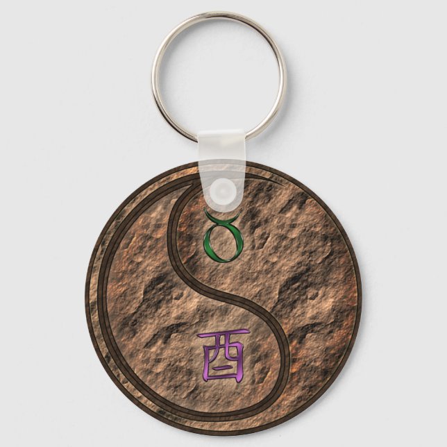 Taurus & Earth Rooster Keychain (Front)