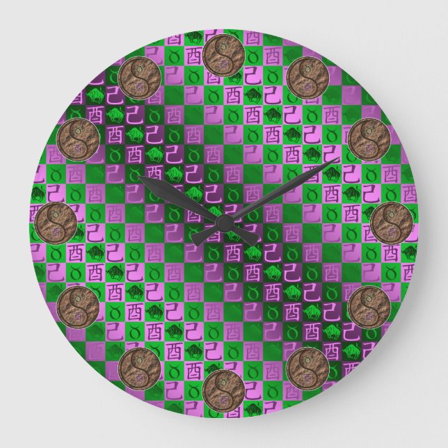 Taurus & Earth Rooster Large Clock (Front)