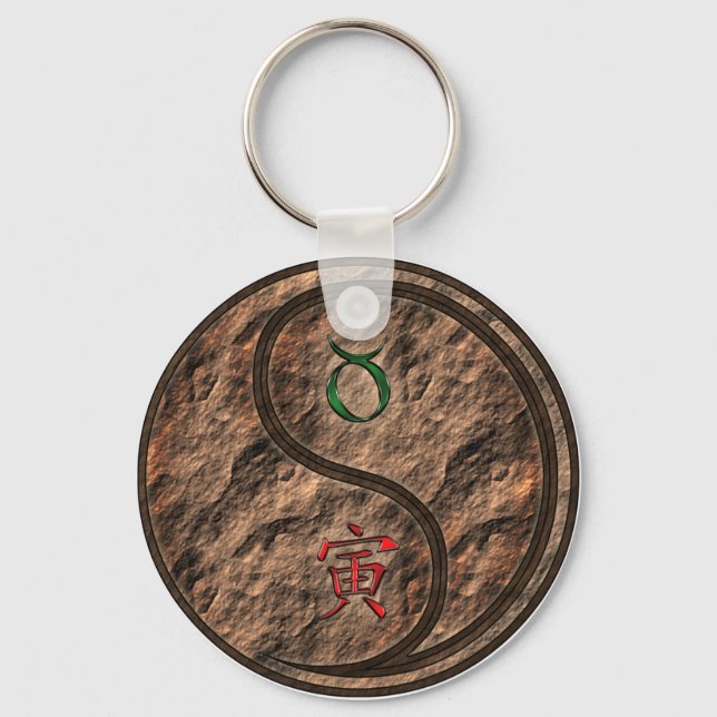 Taurus & Earth Tiger Keychain (Front)