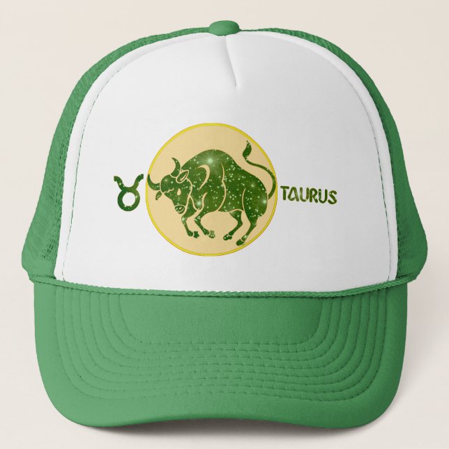 Taurus Emerald Designer Modern Trucker Hat (Front)