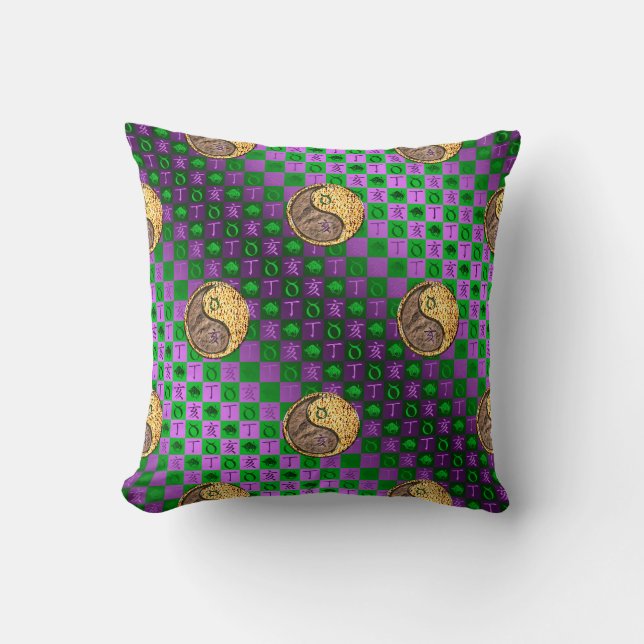 Taurus & Fire Boar Throw Pillow (Front)