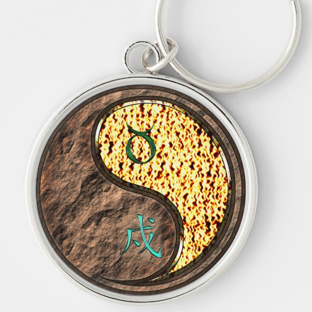 Taurus & Fire Dog Keychain (Front)