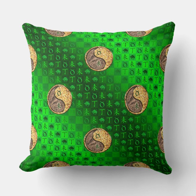 Taurus & Fire Goat Throw Pillow (Front)