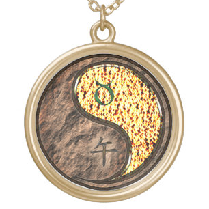 Taurus & Fire Horse Gold Plated Necklace