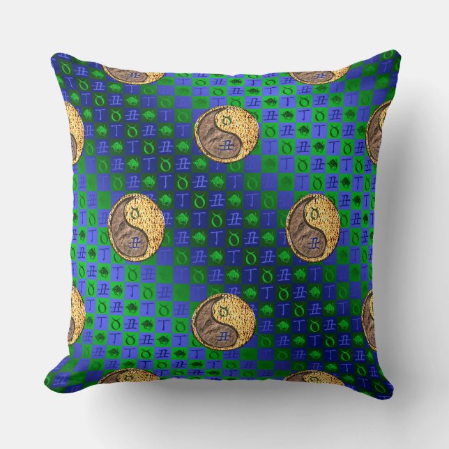 Taurus & Fire Ox Throw Pillow (Front)
