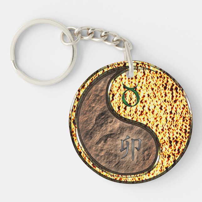 Taurus & Fire Rabbit Keychain (Front)