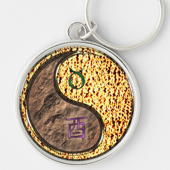Taurus & Fire Rooster Keychain (Front)