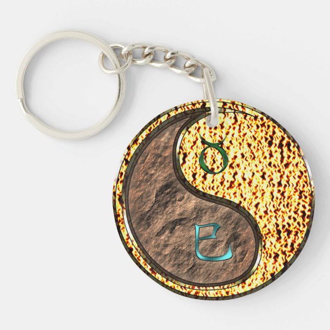Taurus & Fire Snake Keychain (Front)