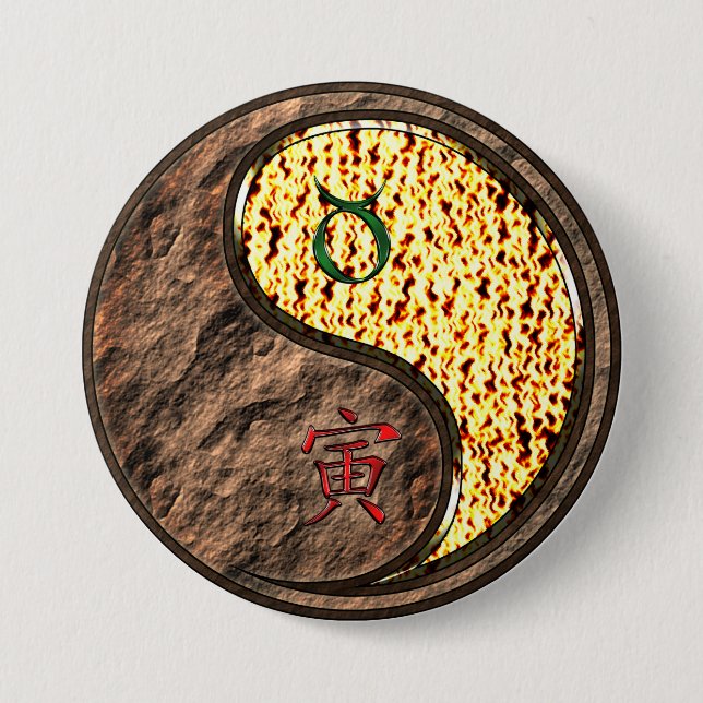 Taurus & Fire Tiger Button (Front)