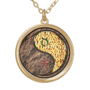 Taurus & Fire Tiger Gold Plated Necklace