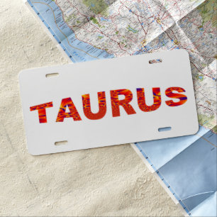 Taurus - Firey Orange Yellow Blue License Plate