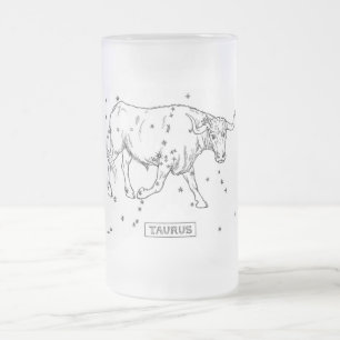 Taurus Frosted Glass Beer Mug