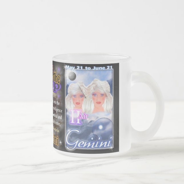 Taurus Gemini  zodiac cusp small glass Frosted Glass Coffee Mug (Right)
