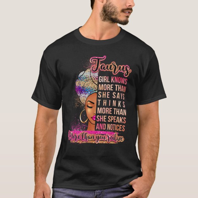 Taurus Girl Afro Melanin Queen Birthday  For Black T-Shirt (Front)