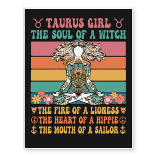Taurus Girl Astrology Sign Temporary Tattoos