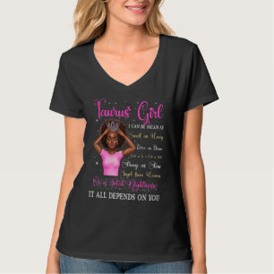 Taurus Girl Black Queen Zodiac Birthday Afro Women T-Shirt