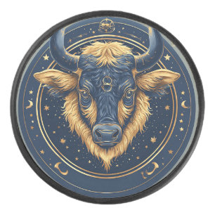 ♉ Taurus Gold Bull Ring Hockey Puck Zodiac Gift ✨