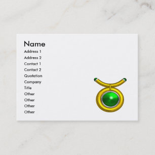 TAURUS GOLD ZODIAC JEWEL Green Emerald Black White Business Card