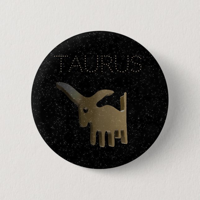 Taurus golden sign pinback button (Front)
