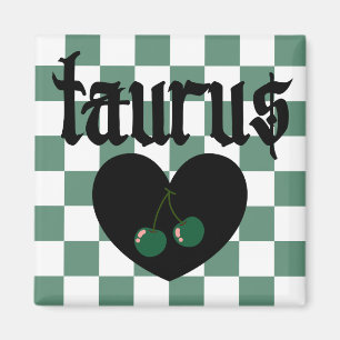 Taurus Gothic Aesthetic Checkered Cherries Design Magnet