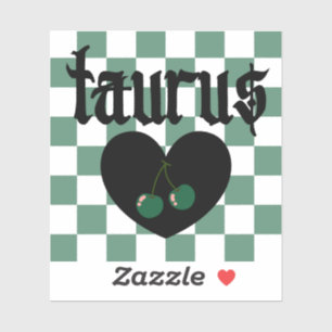 Taurus Gothic Aesthetic Checkered Cherry Art Sticker
