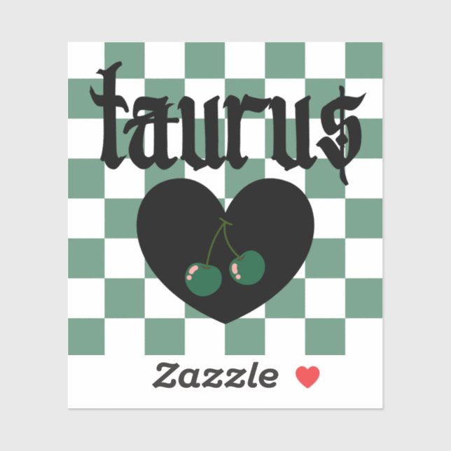 Taurus Gothic Aesthetic Checkered Cherry Art Sticker (Sheet)