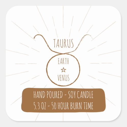 Taurus hand Poured Soy Candle Label