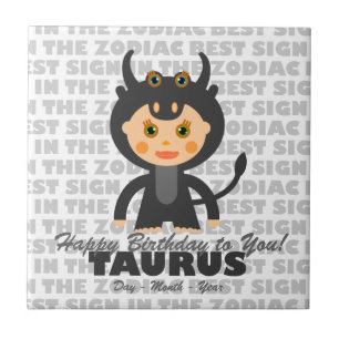 Taurus Happy Birthday Ceramic Tile