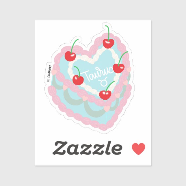 Taurus Heart Cake  Sticker (Sheet)