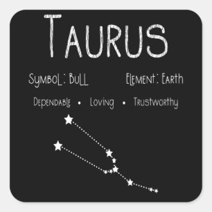 Taurus Horoscope Astrology Star Sign Birthday Gift Square Sticker