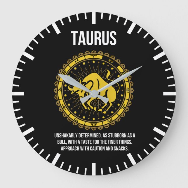 Taurus - Horoscope, Funny Zodiac Sign Humor Large Clock (Front)