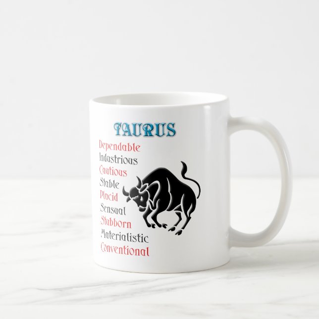 Taurus Horoscope Zodiac Sign Coffee Mug (Right)