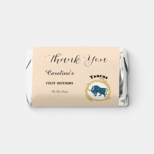 Taurus in Gold Glitter Circle Thank You Hershey's Miniatures