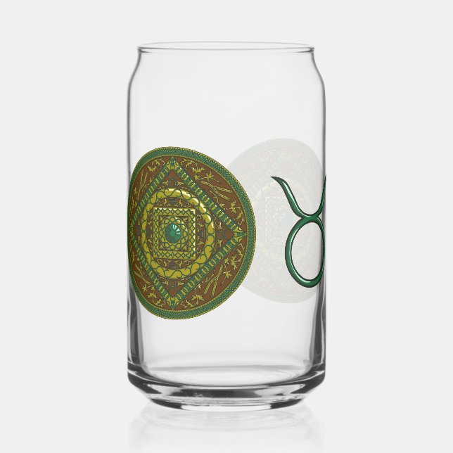 Taurus Mandala Can Glass (Front)