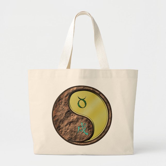 Taurus & Metal Dog Large Tote Bag (Front)
