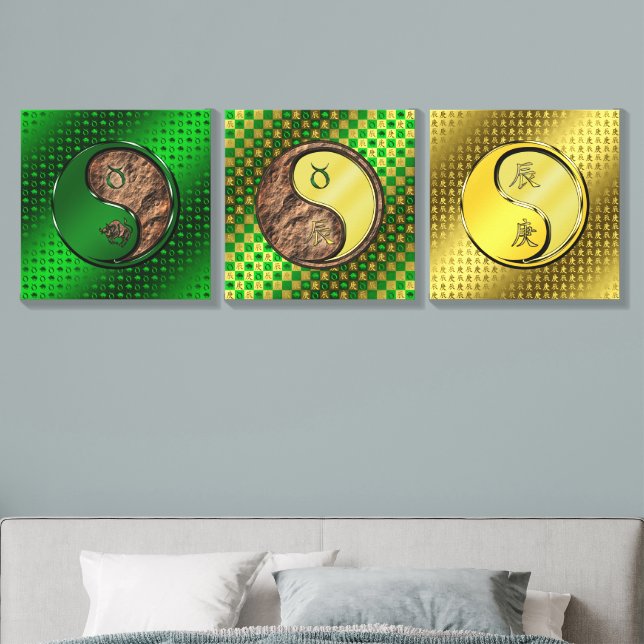 Taurus & Metal Dragon Canvas Photo Tile (Bedroom)
