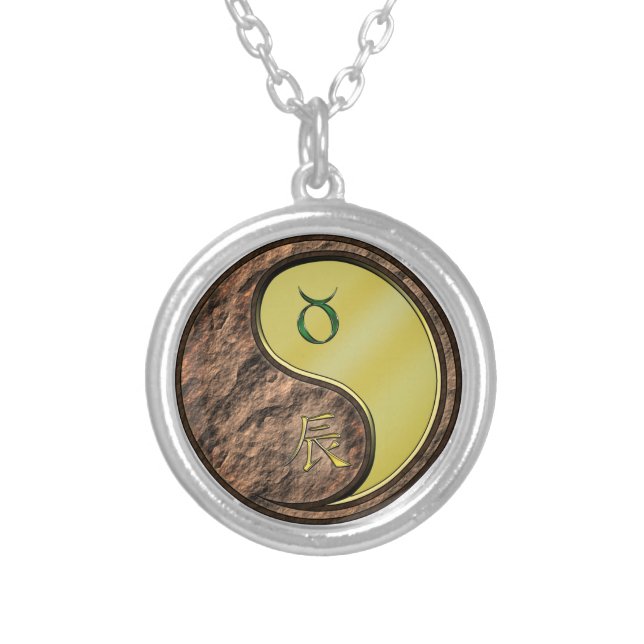 Taurus & Metal Dragon Silver Plated Necklace (Front)
