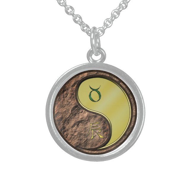 Taurus & Metal Dragon Sterling Silver Necklace (Front)