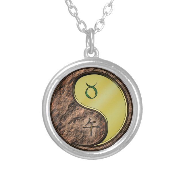 Taurus & Metal Horse Silver Plated Necklace (Front)